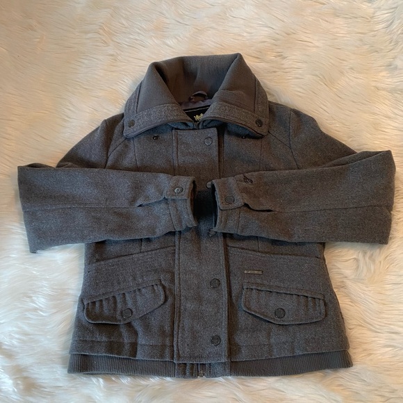 Academiks  Ladies Gray Peacoat Sz Large - Picture 3 of 8